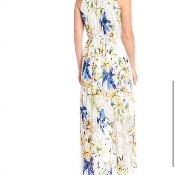 Alex Marie NWT Floral Halter Dress Semi Sheer, Chain Detail High Low Chiffon 2 - Picture 9 of 16